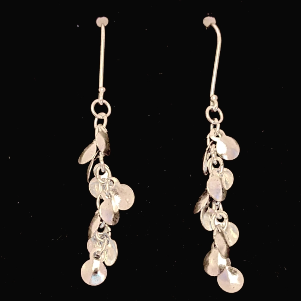 Sterling Silver Cascading Disc Dangle Earrings Fi… - image 1